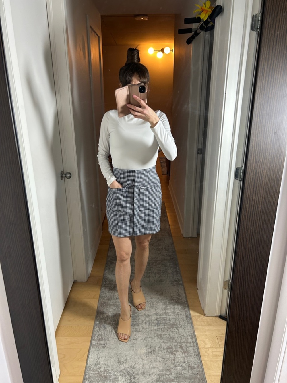 Mango Houndstooth Stretchy Mini Skirt – XS